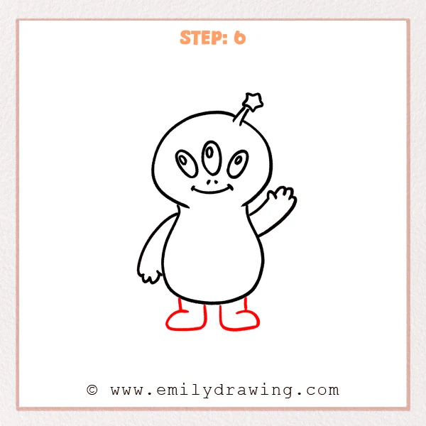 how to draw a cartoon alien - Step 6